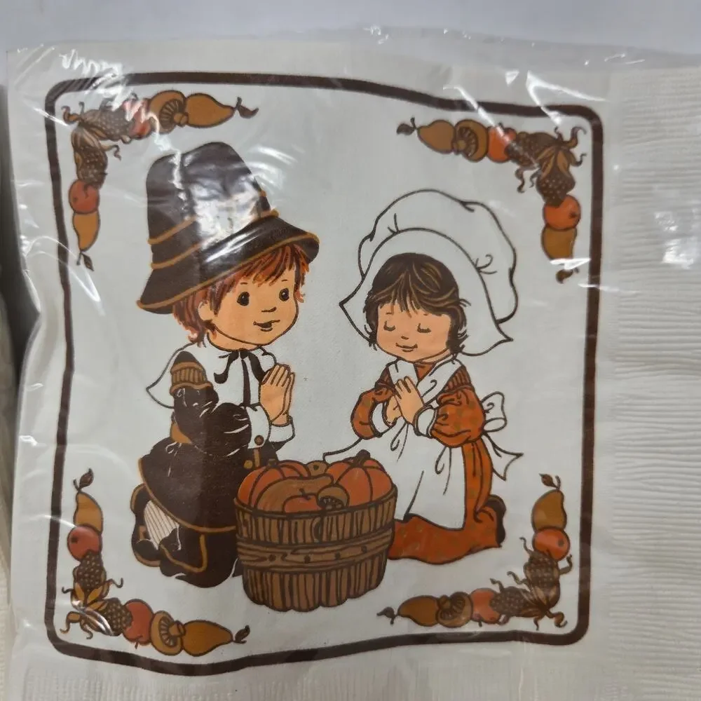 Hallmark Thanksgiving Luncheon Napkins Vintage 75 Napkins 5 Packs 65TNK 2-4